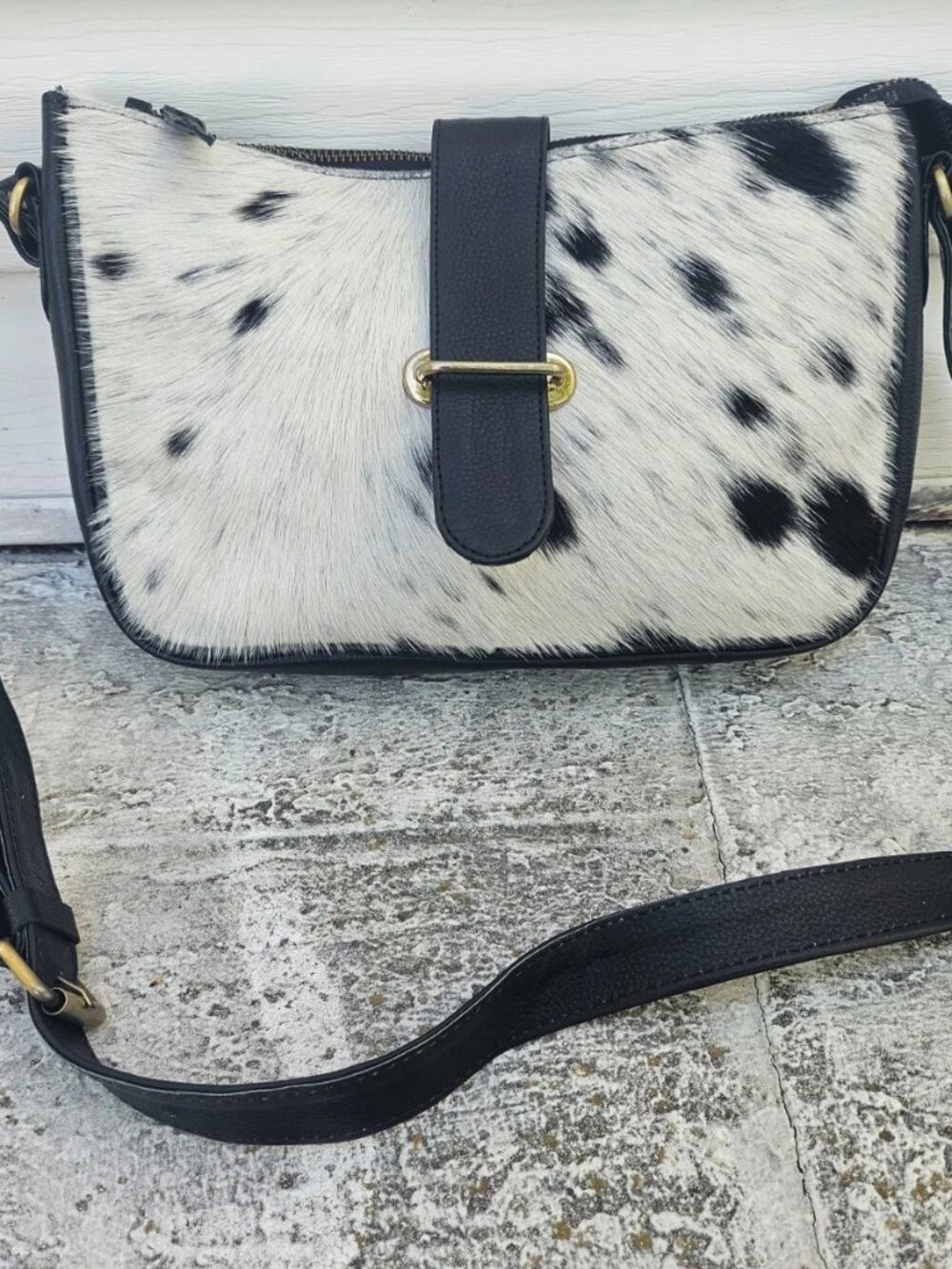 Real Fur Hair Bag Handmade Cross Body Bag Genuine Leather Shoulder Bag Purse New